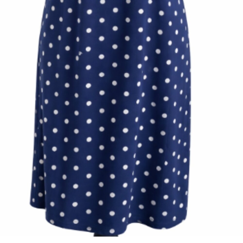 Karen Scott Navy Blue Polka Dot Dress – Size Large – NWOT - Picture 5 of 8